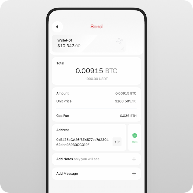 Tap the AML check icon and make sure that your transfer doesn’t fall under any restrictions or blocks.
Wait while we quickly verify your transaction and make sure the green icon lights up, indicating a successful check.