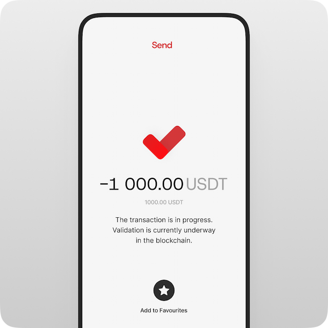 After you pass the AML check, tap the “Send” button at the bottom of the screen. You’ll see a transaction receipt on your screen, which you can also share with the recipient.