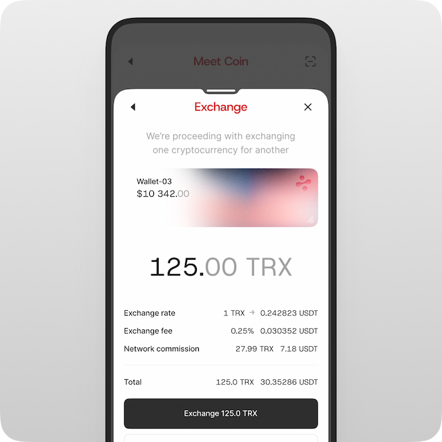 Review all details again and tap **“Exchange”** to complete the transaction.