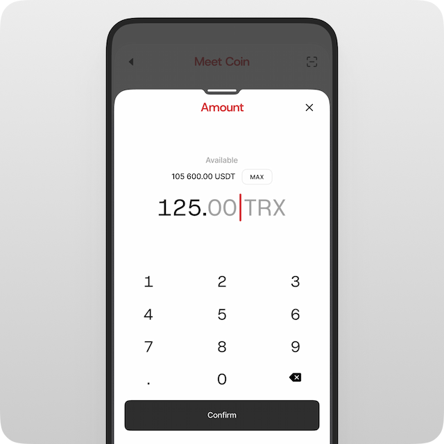 Enter the amount of coins you want to exchange. Tap **“Confirm”** to continue.