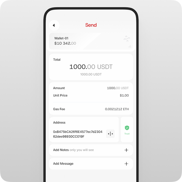 After verifying all the details, complete the AML check to make sure the recipient’s wallet is trustworthy and the funds you’re sending are clean.