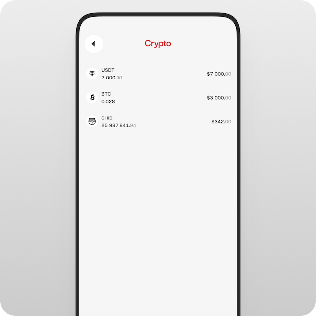 Select the USDT currency.