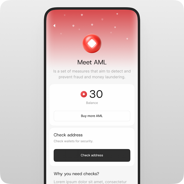 Open the **Meet AML** screen. Here you can see how many AML checks you have. Tap **“Check address”** to start checking.
